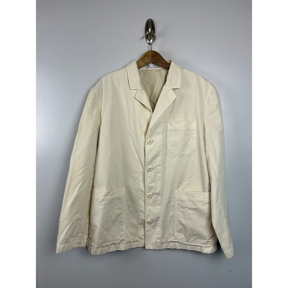 Zara Other - Zara Mens XL Cream Cotton Chore Jacket Blazer Utility Workwear Off White Coat